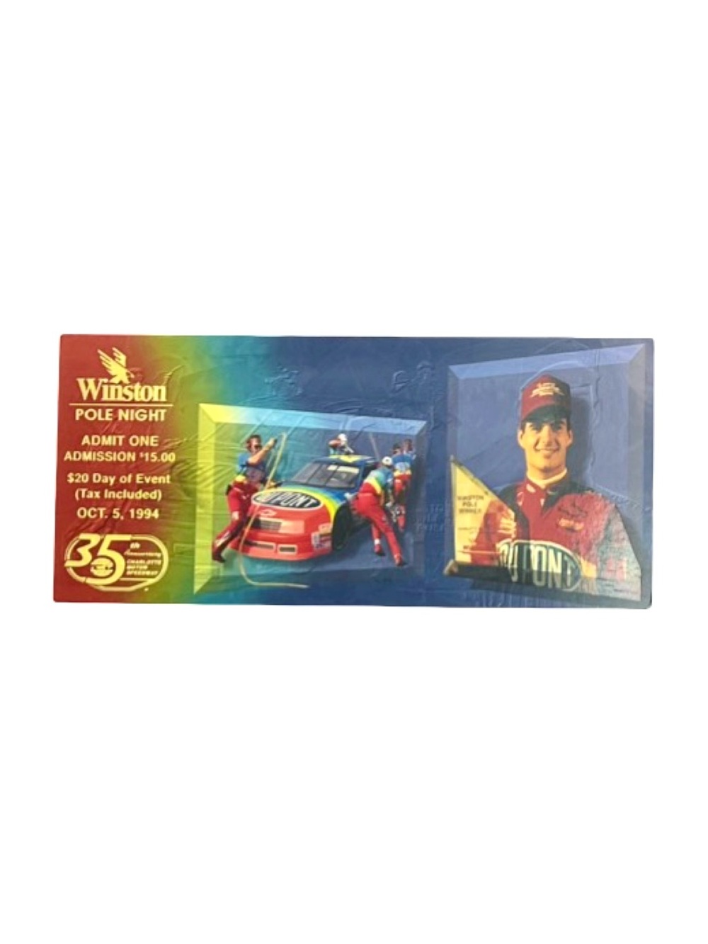 Hand Signed Jeff Gordon Autographed 1994 Winston Pole Night Ticket Stub NASCAR